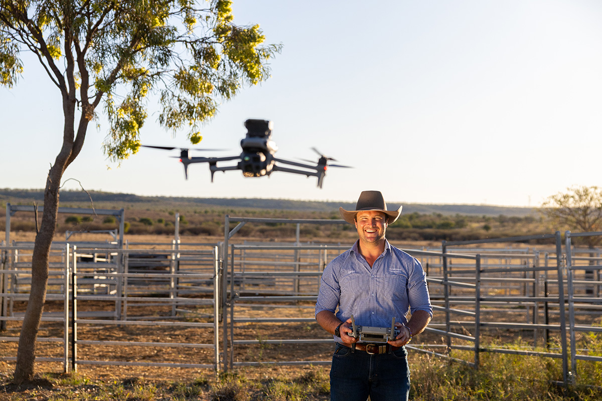 Regional Area Manager for the North West and Gulf, Sam Fryer, using a drone