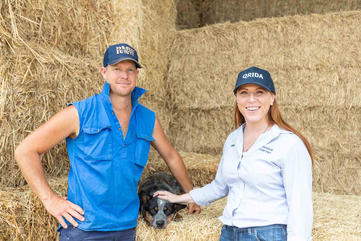 QRIDA disaster client Luke Stock with QRIDA Disasters and Drought Manager Sheree Finney